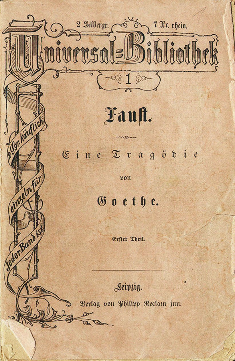 Faust I Goethego, pierwszy tom Biblioteki Uniwersalnej Reclama, ukazał się 10 listopada autorstwa German School