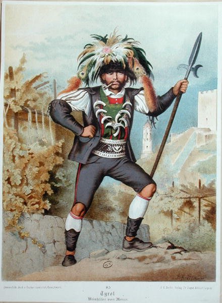 Ochrona winnic w Meran w Tyrolu (kolor lito) autorstwa German School