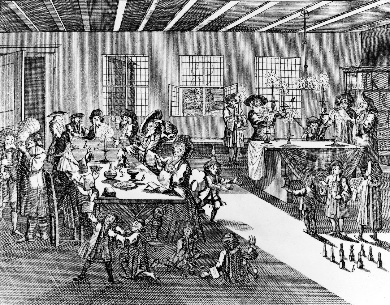 Chanuka autorstwa Georga Puschnera z ceremonii żydowskiej Kirchnera, 1726 autorstwa German School
