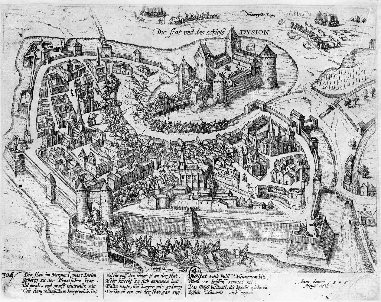 Henryk IV (1553-1610) wjeżdżający do Dijon po zwycięstwie pod Fontaine-Francaise nad Hiszpanią, 5 czerwca 1595 autorstwa German School