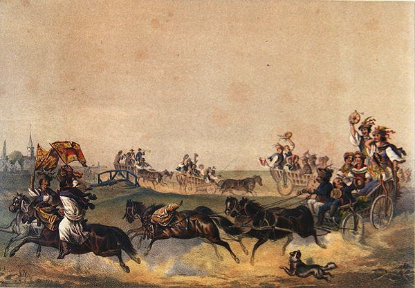 Węgierska procesja ślubna, ok. 1855 (kolor lito) autorstwa German School