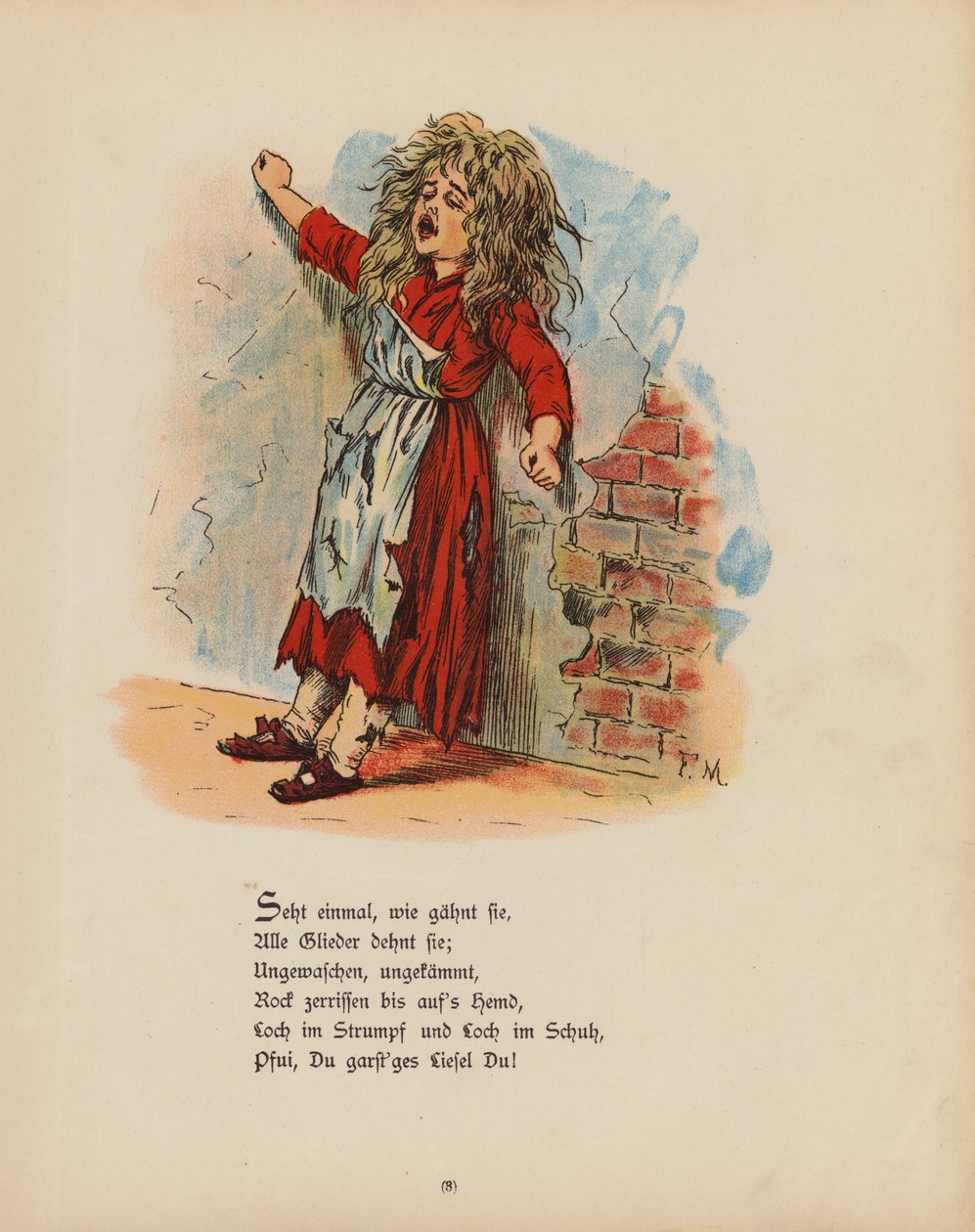 Ilustracja do Die Struwwel-Liese (kolorowa litografia) autorstwa German School