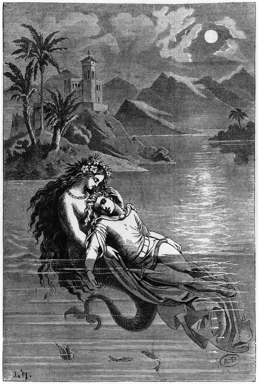 Ilustracja do Małej Syrenki z Bajek autorstwa Hansa Christiana Andersena (1805-75) 1869 autorstwa German School