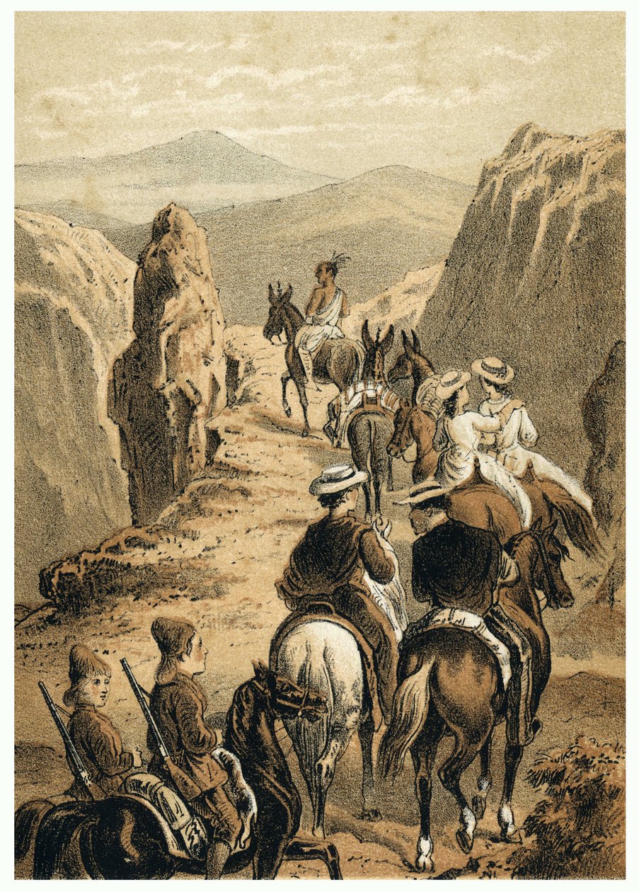 Ilustracja przedstawiająca podbój Amazonii przez Europejczyków. W „”De Bootslieden der Amazon-River””, Karl Muller, Holandia autorstwa German School