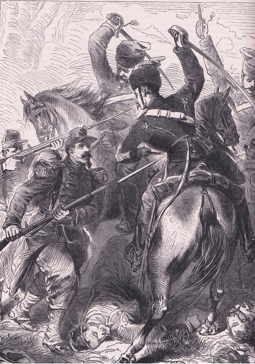 W bitwie pod Dreux, Cassells History of the War between France and Germany opublikowany przez Cassell and Company Limited, c.1890 (lito) autorstwa German School