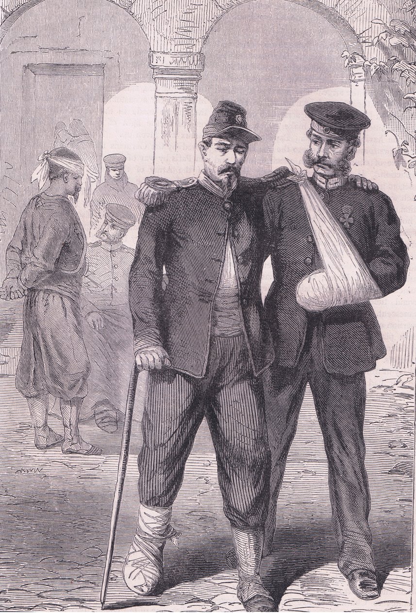 W szpitalu Cassells History of the War between France and Germany wydana przez Cassell and Company Limited, c.1890 (lito) autorstwa German School
