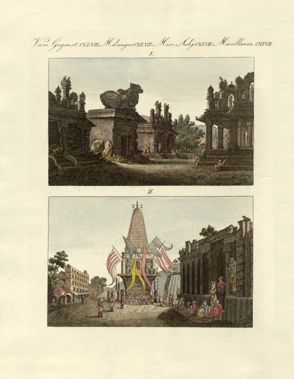 Ciekawostki Indian (kolorowe grawerowanie) autorstwa German School