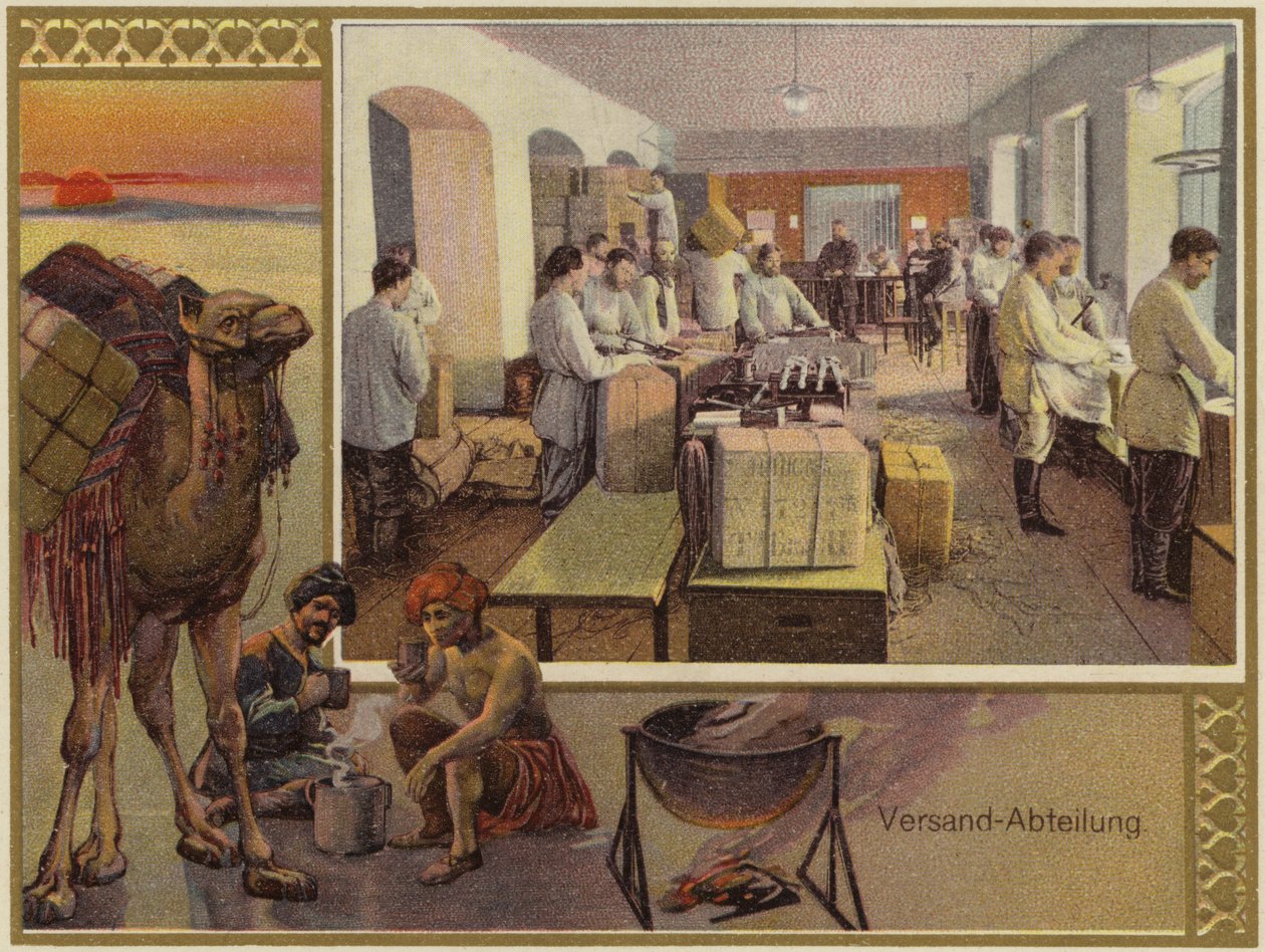 Reklama braci K i S Popov (kolorowa litografia) autorstwa German School