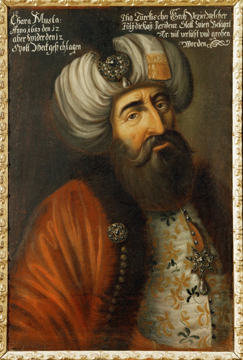 Kara Mustafa Pasza, turecki wielki wezyr, admirał floty tureckiej, członek rady sułtanów... (olej na płótnie) autorstwa German School