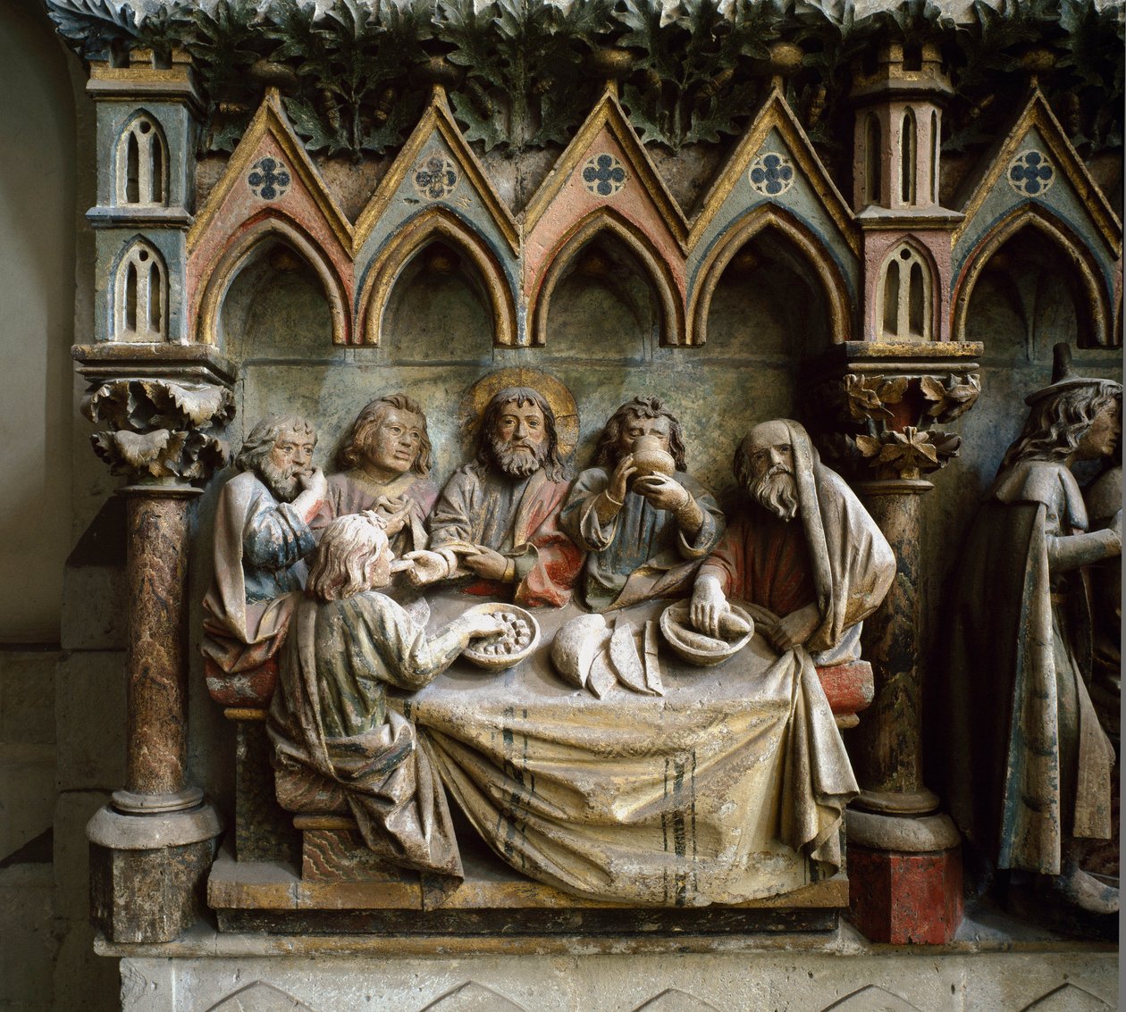 La Cene Płaskorzeźba szkoły niemieckiej z XIII wieku. ok. 1250 Cathedrale św Piotra i Pawła, Naumburg, Niemcy autorstwa German School