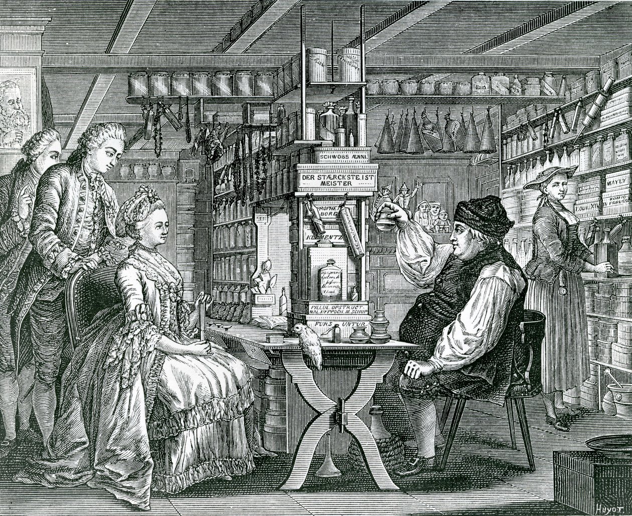 Apteka Rustykalna, grafika Bartolomausa Hubnera (1727-1795), 1774 autorstwa German School