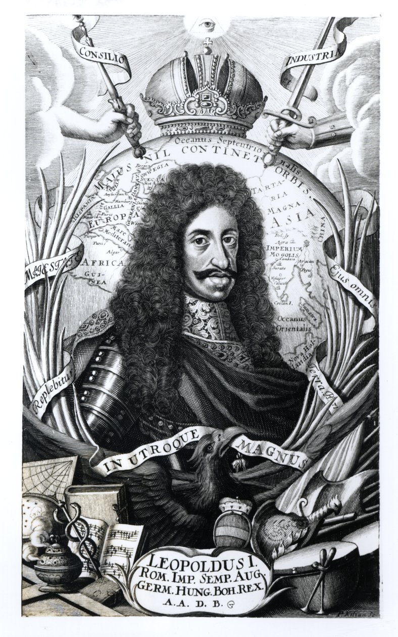 Leopold I (1640-1705), król Węgier i cesarz rzymski, ryty przez Filipa Kiliana (1628-93) autorstwa German School