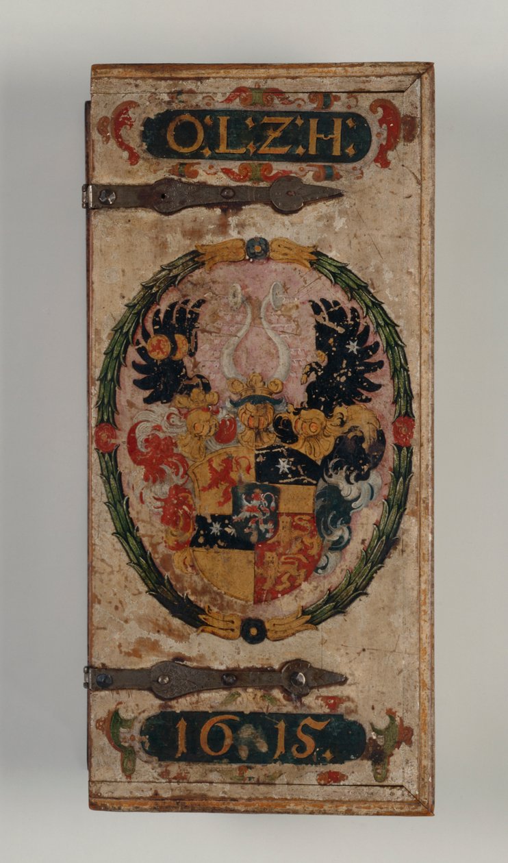 Pokrywa bełtów do kuszy należąca do księcia Otto von Hesse, 1615 (drewno malowane) (zob. też 312140-43) autorstwa German School