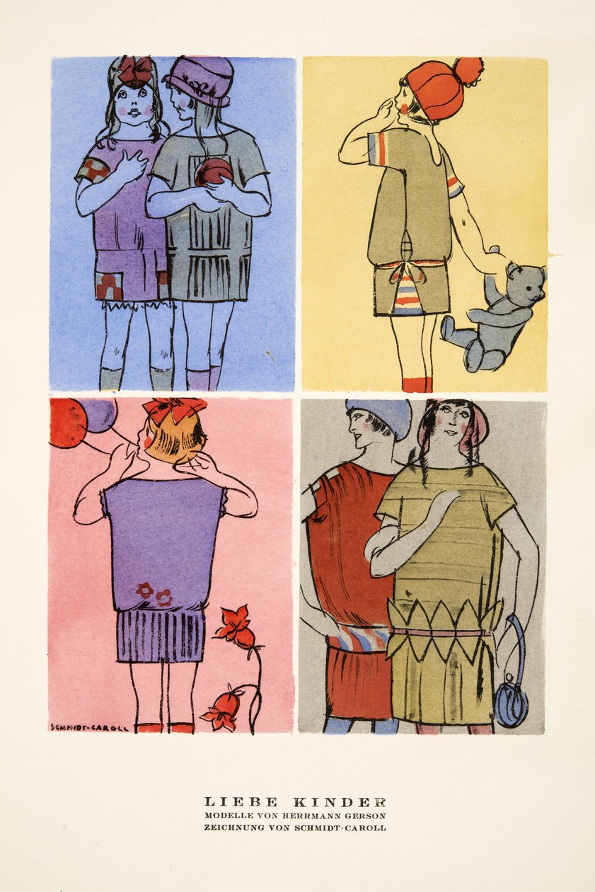 "Lieber Kinder", reklama odzieży dziecięcej autorstwa Hermanna Gersona, ze Stylu, wyd. 1922 (druk pochoir) autorstwa German School