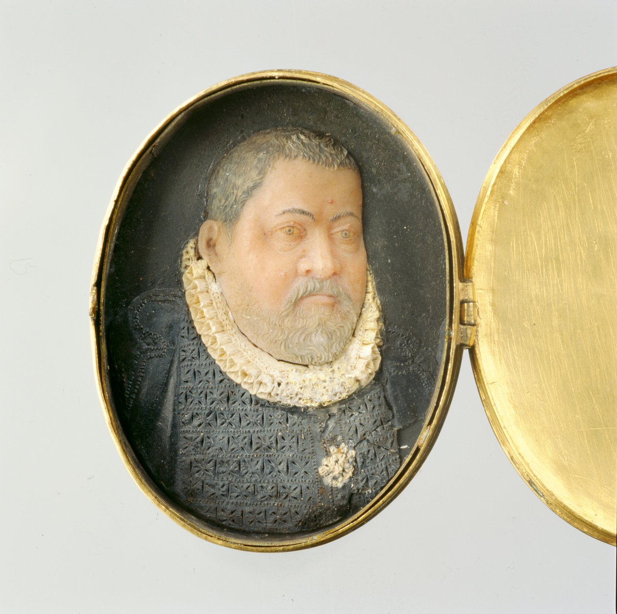 Medalion z woskowym miniaturowym portretem Landgrafa Wilhelma IV (wosk i pozłacane srebro) (patrz także 312134 i 312135) autorstwa German School