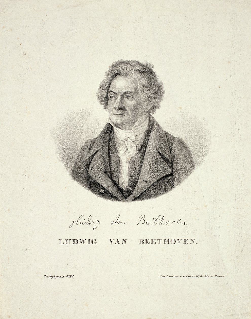 Ludwig van Beethoven (1770-1827) rytowany przez C.F. Klinkicht autorstwa German School
