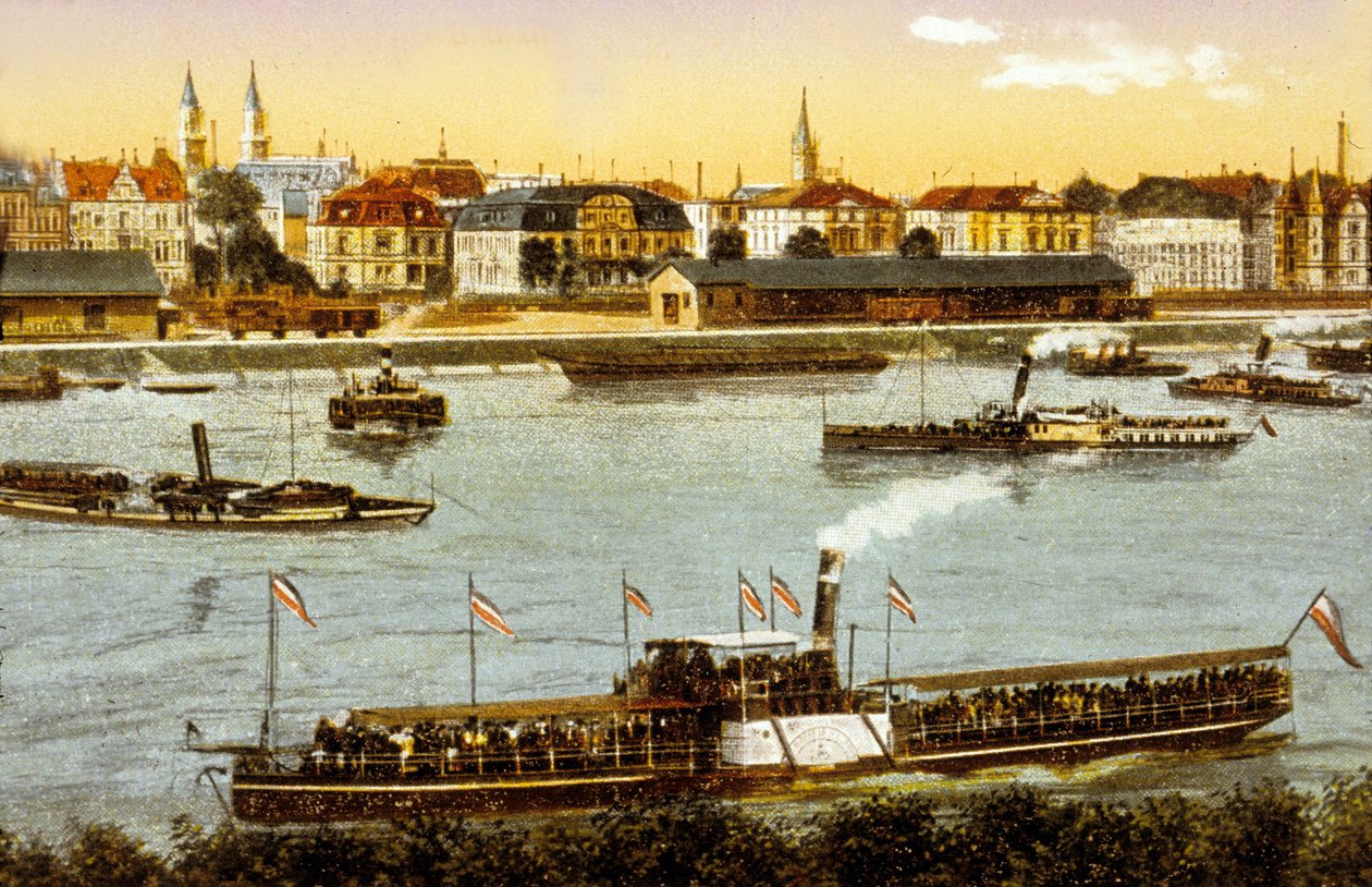 Ludwigshafen am Rhein, c.1910 (kolor lito) autorstwa German School
