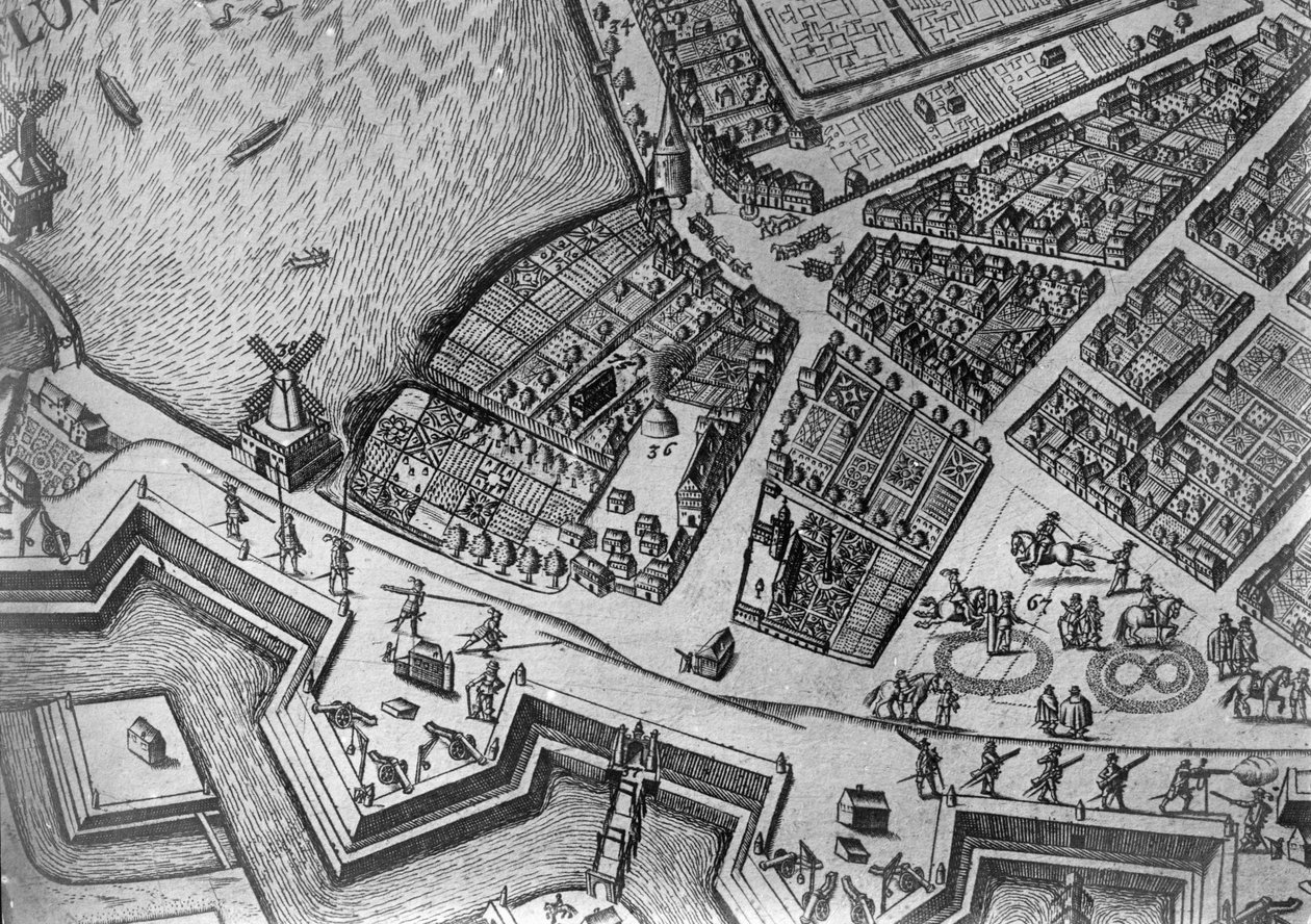Mapa Hamburga z pierwszą operą, 1690 autorstwa German School
