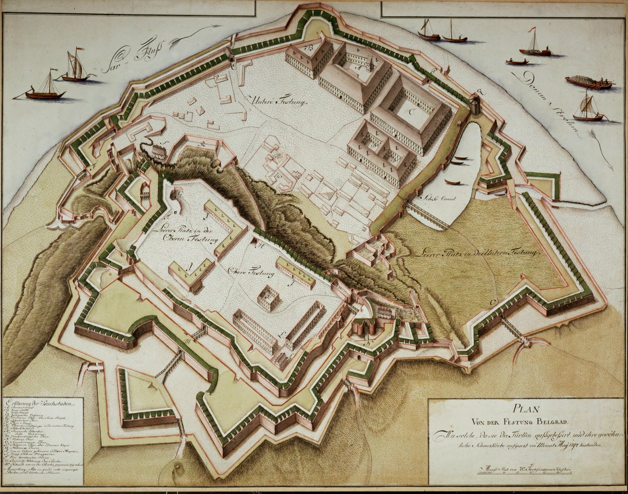 Mapa twierdzy Belgrad po jej zdobyciu przez feldmarszałka Gideona Freiherra von Laudona ... autorstwa German School