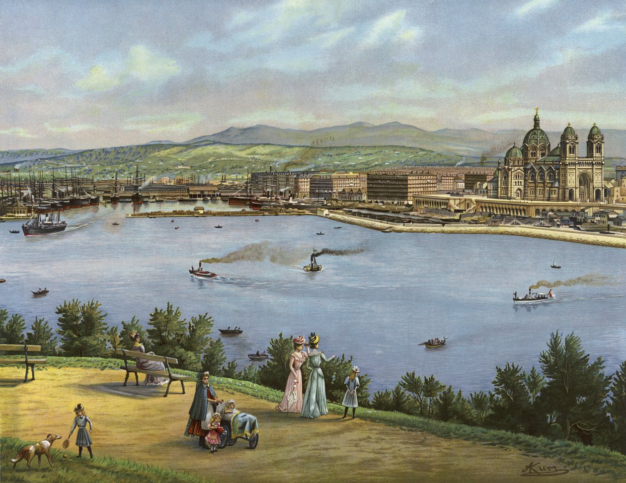 Marsylia, Francja (chromolit) autorstwa German School