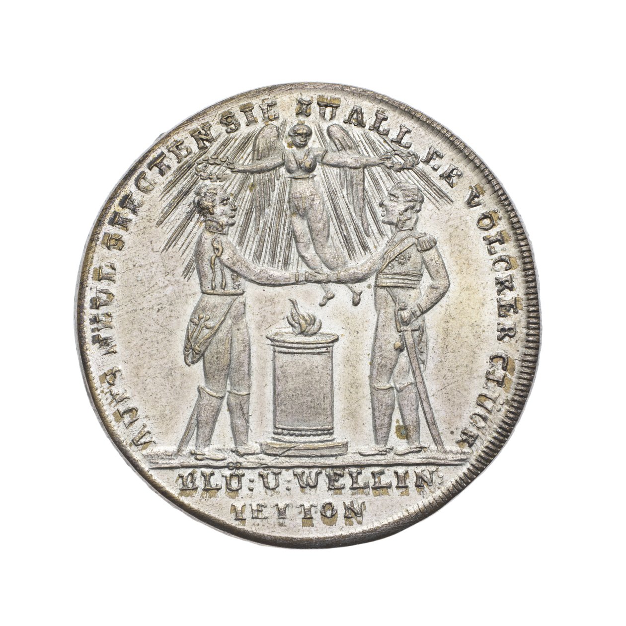 Medal upamiętniający Wellingtona i Blüchera w Waterloo autorstwa German School