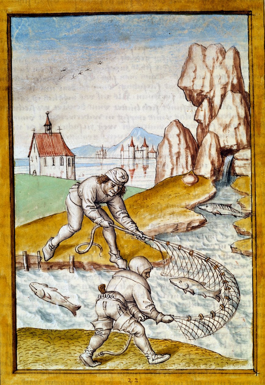Miniaturowe wędkarstwo sieciowe z niemieckiego tłumaczenia bajek „Kalila (Calila) i Dimna” Bidpaia. XV-wieczne Chantilly, Musee Conde autorstwa German School