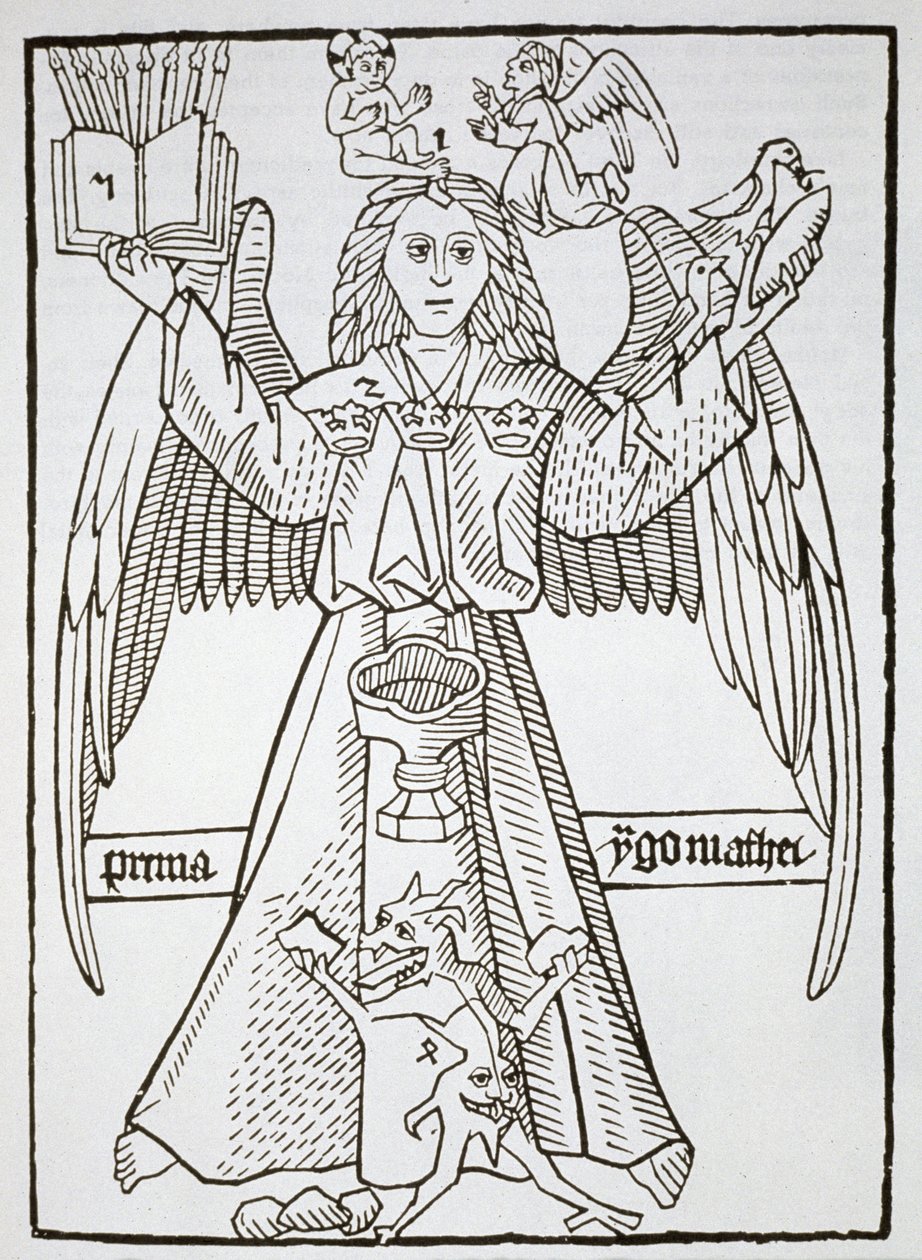 Figura mnemoniczna z Ars Memorandi, ok. 1470, (przedruk 1883) ilustrowana w historii magii opublikowanej pod koniec XIX wieku autorstwa German School