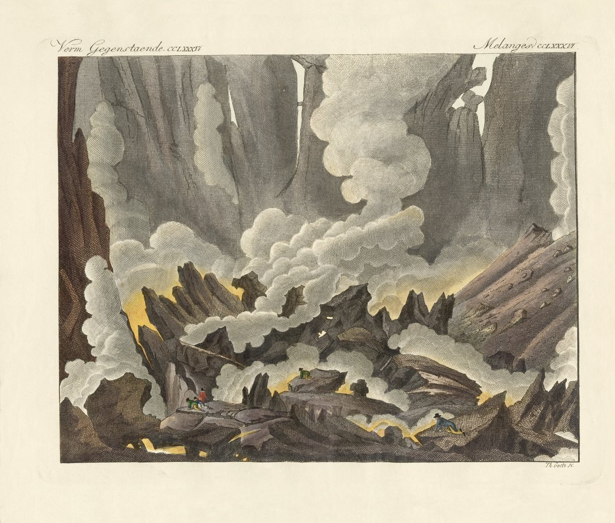 Etna Sycylii (kolorowy grawerunek) autorstwa German School