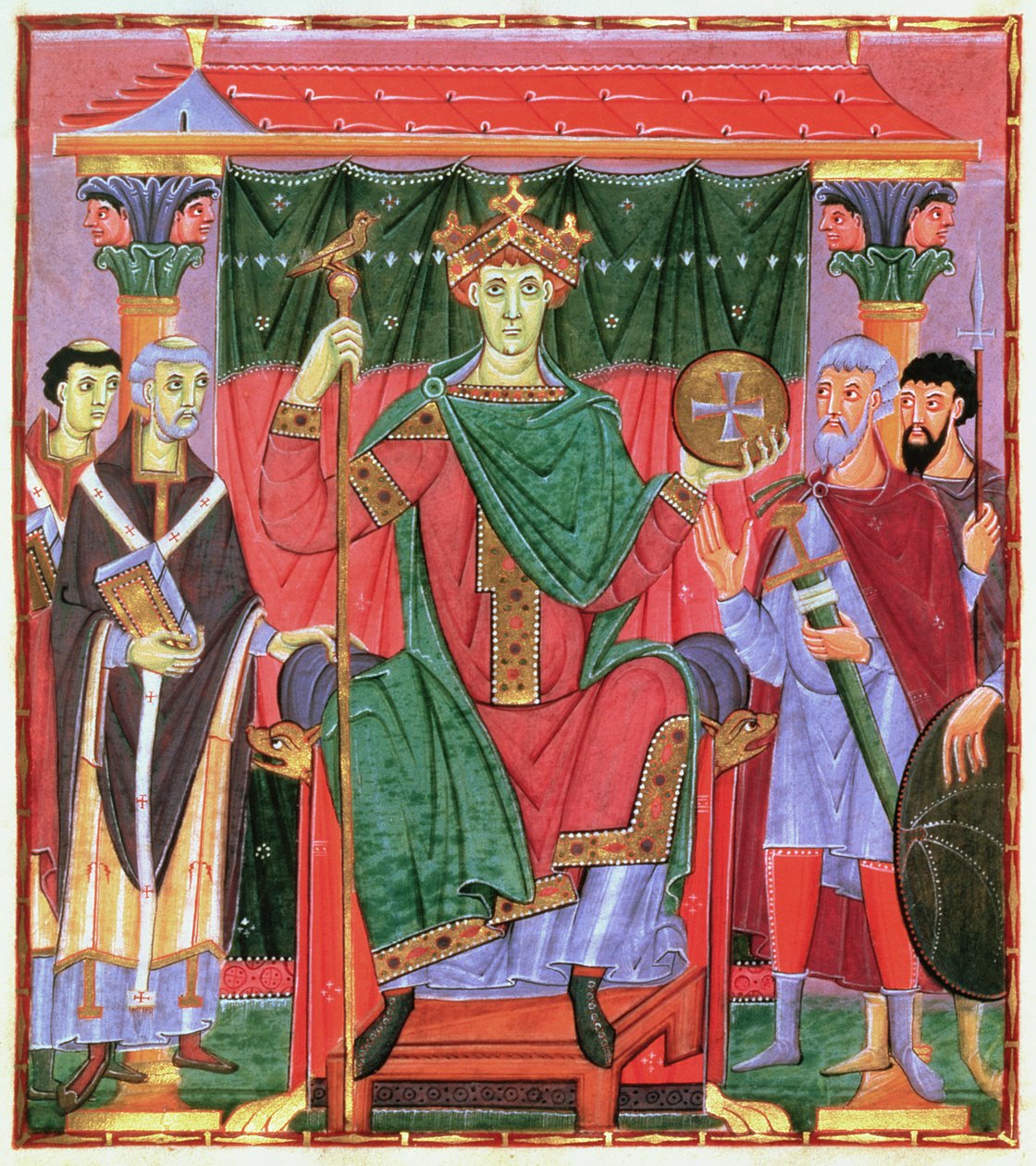 Pani Cim.4453 f.42r Intronizowany cesarz rzymski Otton III (980-1002), c.998 autorstwa German School