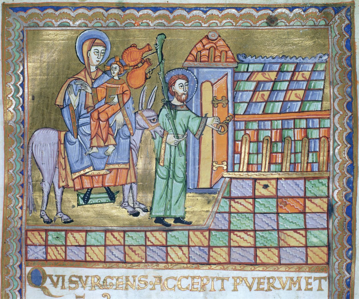 Pani Czart. 1207 IV, k.6r Ucieczka do Egiptu, z ewangeliarza katedry płockiej, ok.1075 autorstwa German School