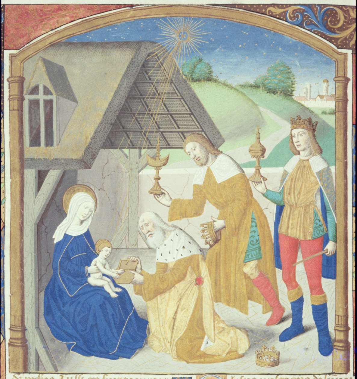 Pani Hunter 36 f.44r Narodzenia, z Vita Christi, Ludolf z Saksonii, ok. 1300-7778 autorstwa German School