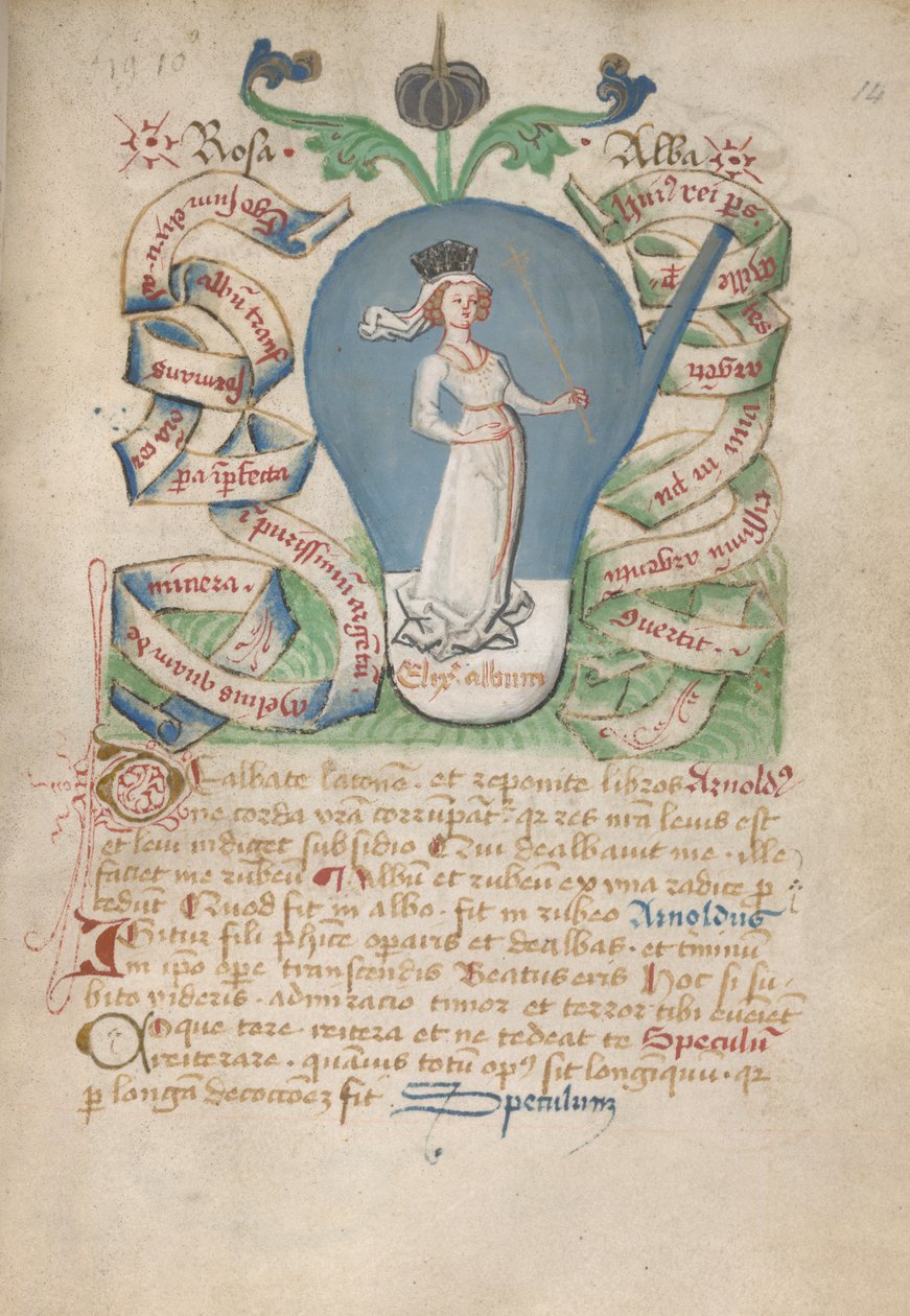 Ms Sloane 2560, f.14 z traktatów alchemicznych, koniec XV w. (welum) autorstwa German School