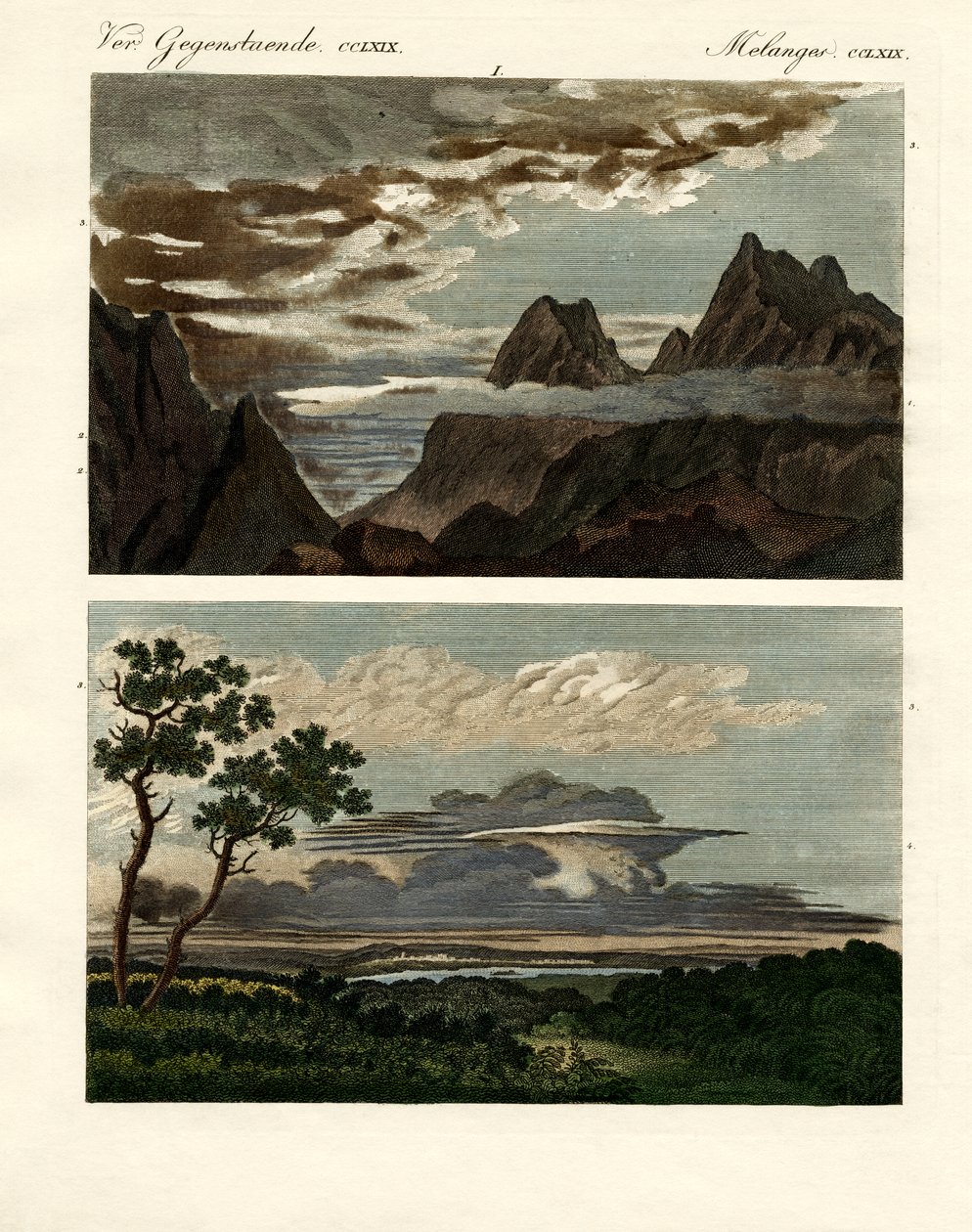 Historia naturalna chmur (kolorowy grawerunek) autorstwa German School