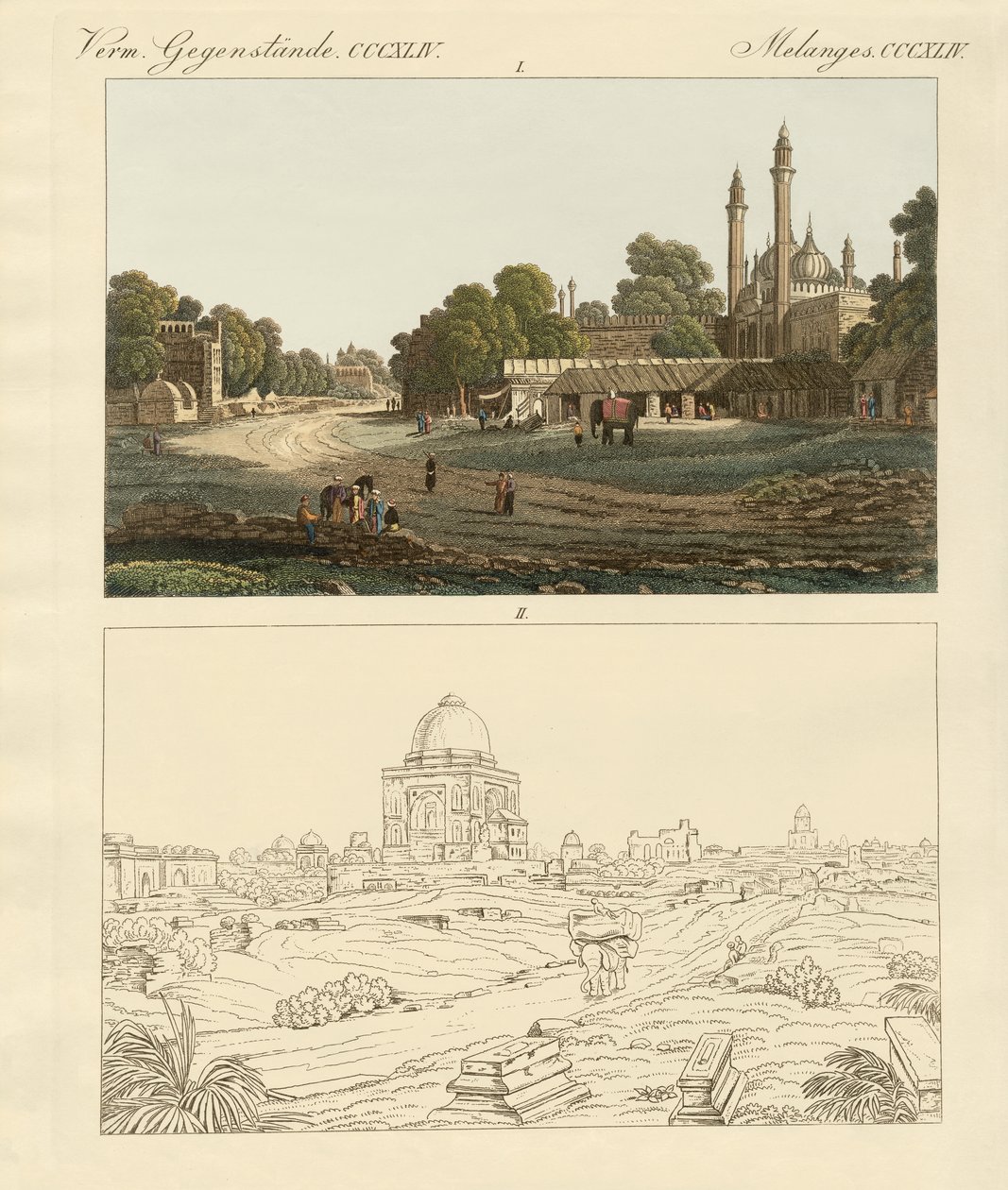 Nowe i Stare Delhi (kolorowy grawerunek) autorstwa German School