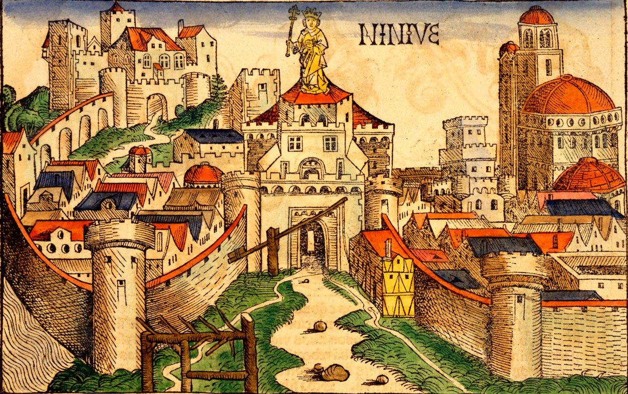 Niniwa, z Liber Chronicarum autorstwa Hartmanna Czaszka, 1493 autorstwa German School