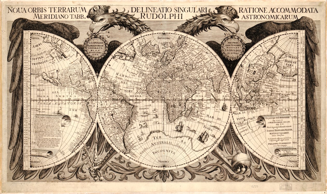 Nowy świat, z „Tabli Rudolfina” Johannesa Keplera, 1627-30 autorstwa German School