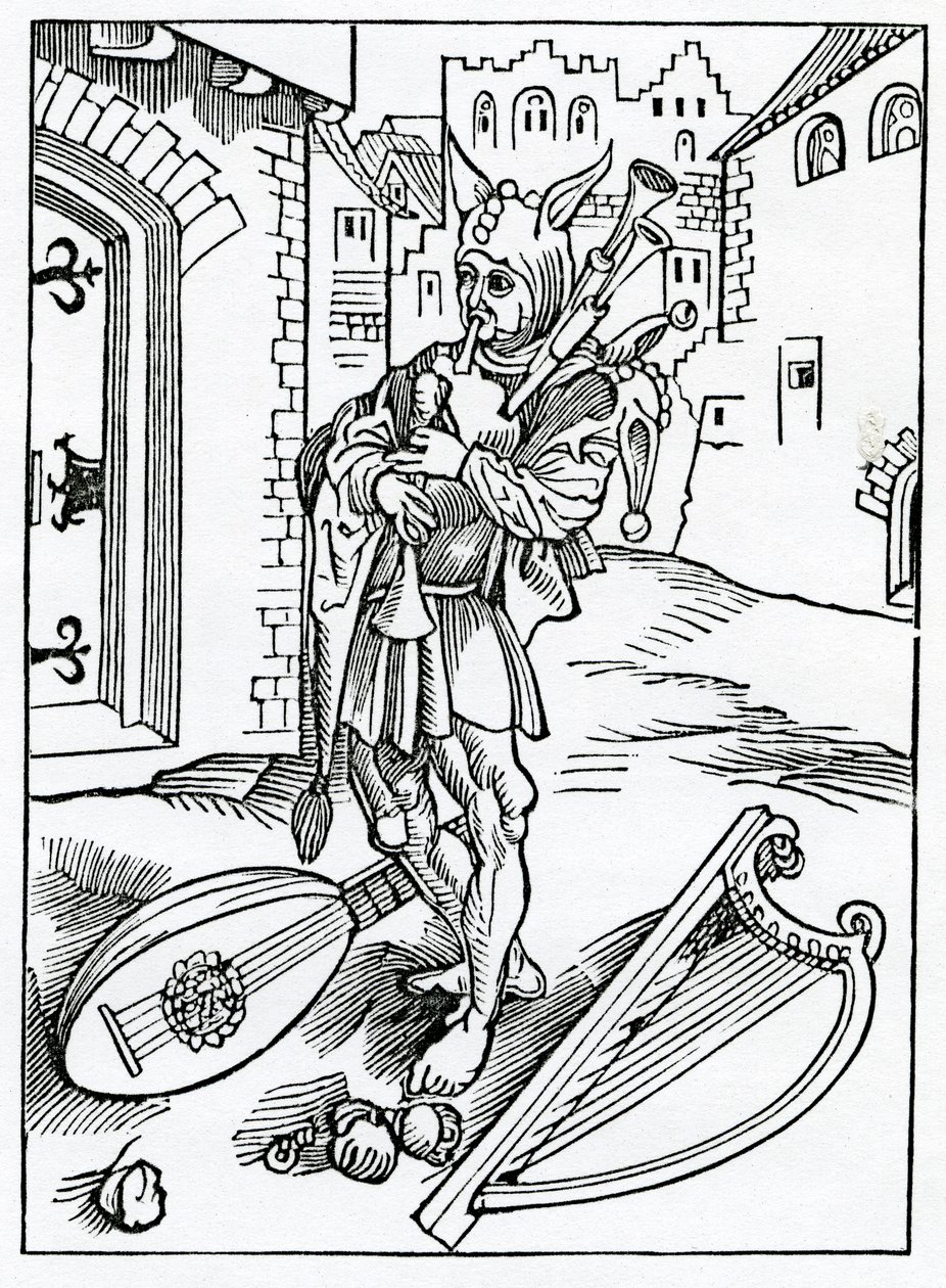 Of impacient folys that wyll nat byde correccion, ilustracja z angielskiego tłumaczenia "The Ship of Fools" Alexandra Barclaya, z wydania opublikowanego w 1874 r. autorstwa German School