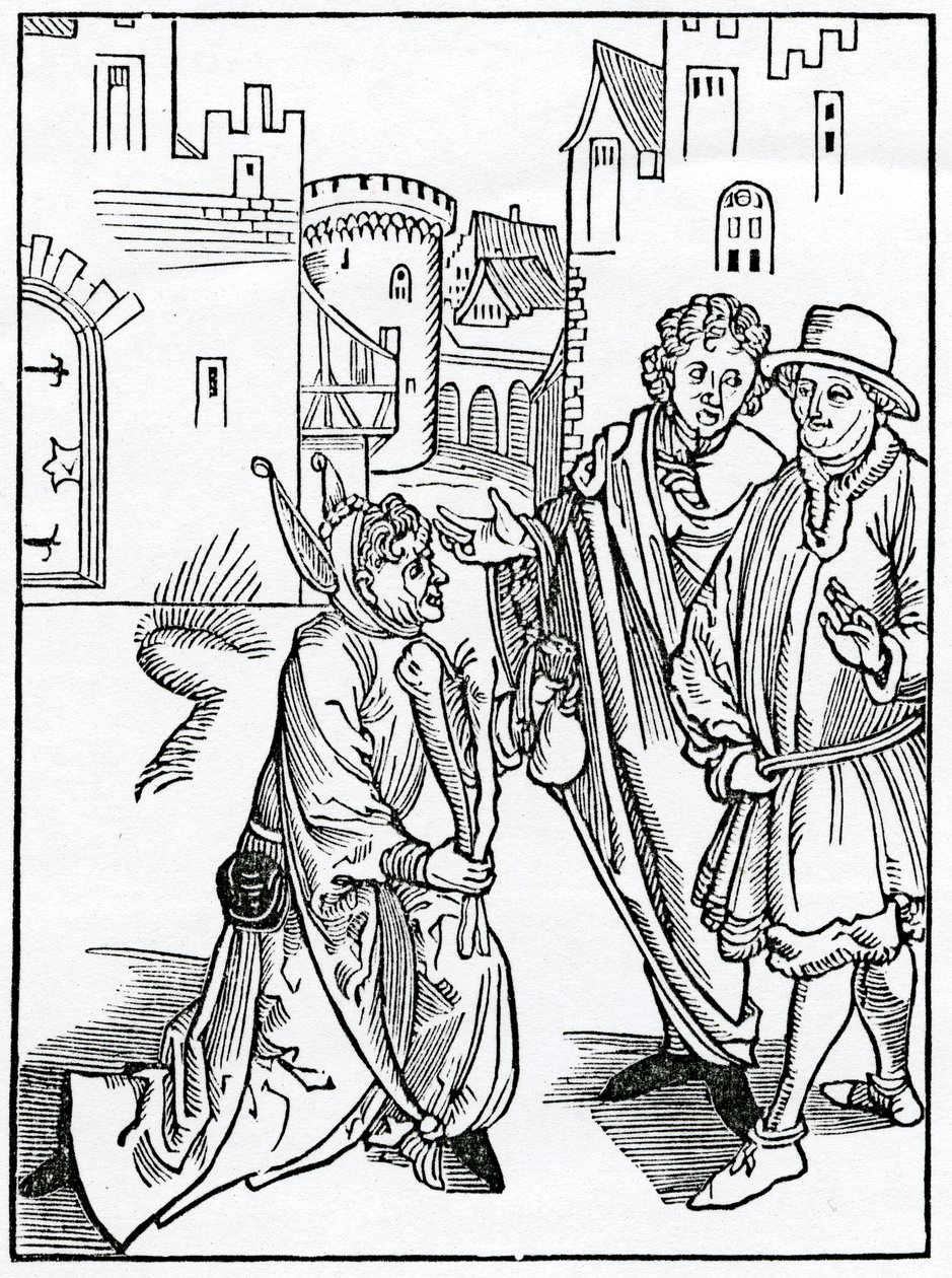 Of the contempt and dispysynge of pouertye, ilustracja z angielskiego tłumaczenia "The Ship of Fools" Alexandra Barclaya, z wydania opublikowanego w 1874 r. autorstwa German School