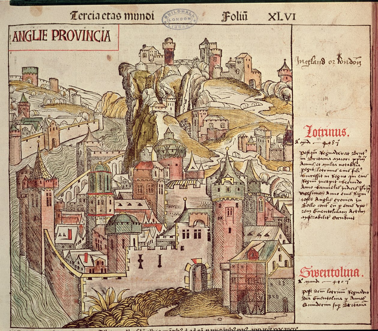 Stary Londyn, z Kroniki Norymberskiej Hartmanna Schedla (1440-1514) 1493 autorstwa German School