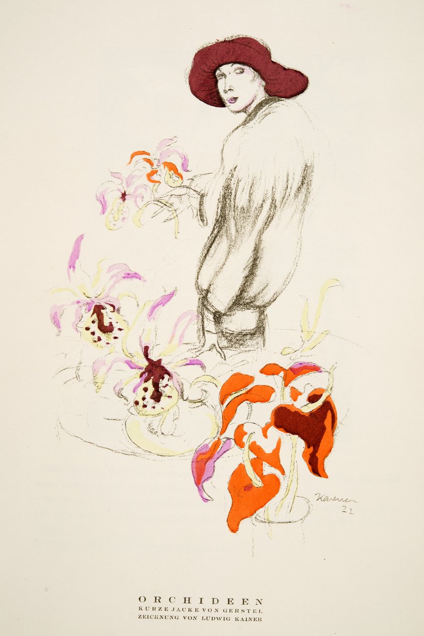 Orchideen, krótka kurtka Gerstel, od Styl, wyd. 1922 (odbitka w pochoirze) autorstwa German School