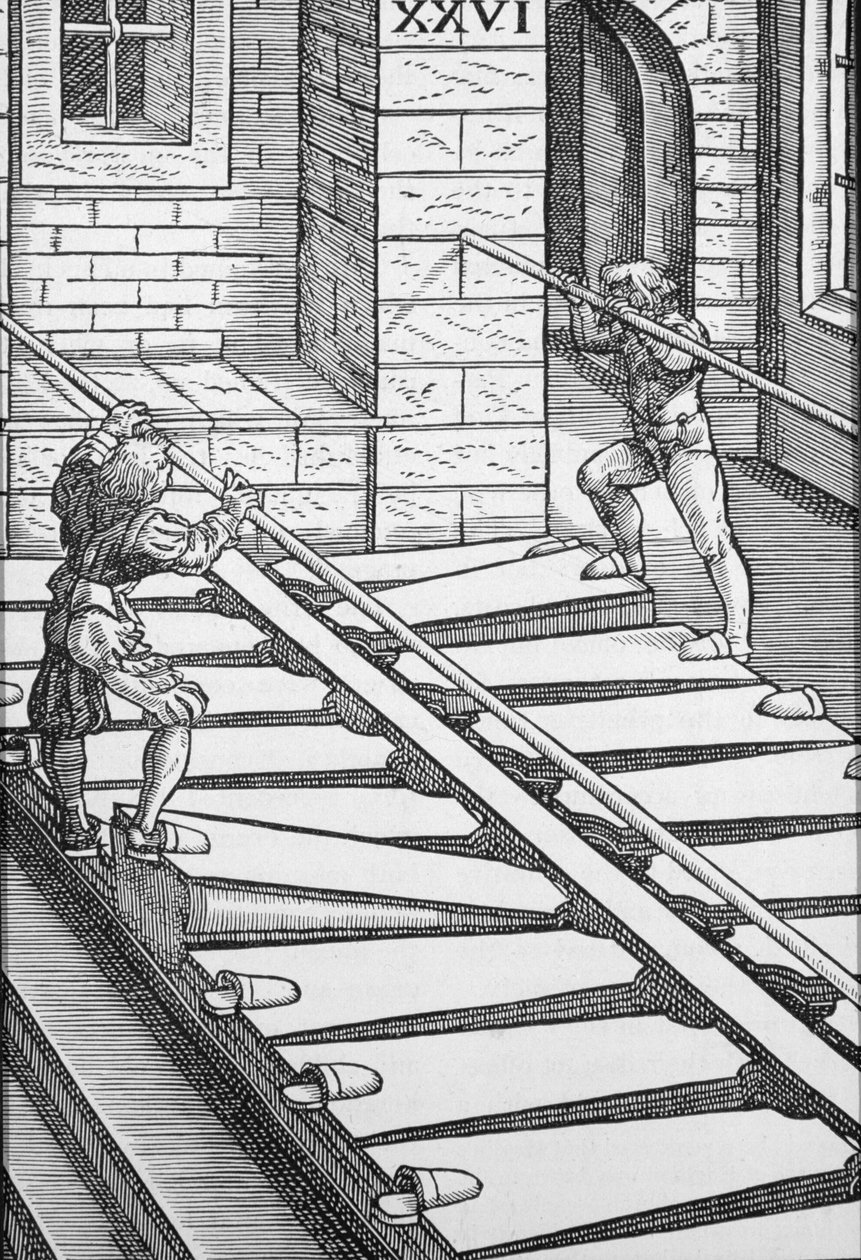 Miechy i dmuchawy organowe w katedrze w Halberstadt, z "Praetorious Syntagma Musicum", wyd. 1619 (rycina) autorstwa German School