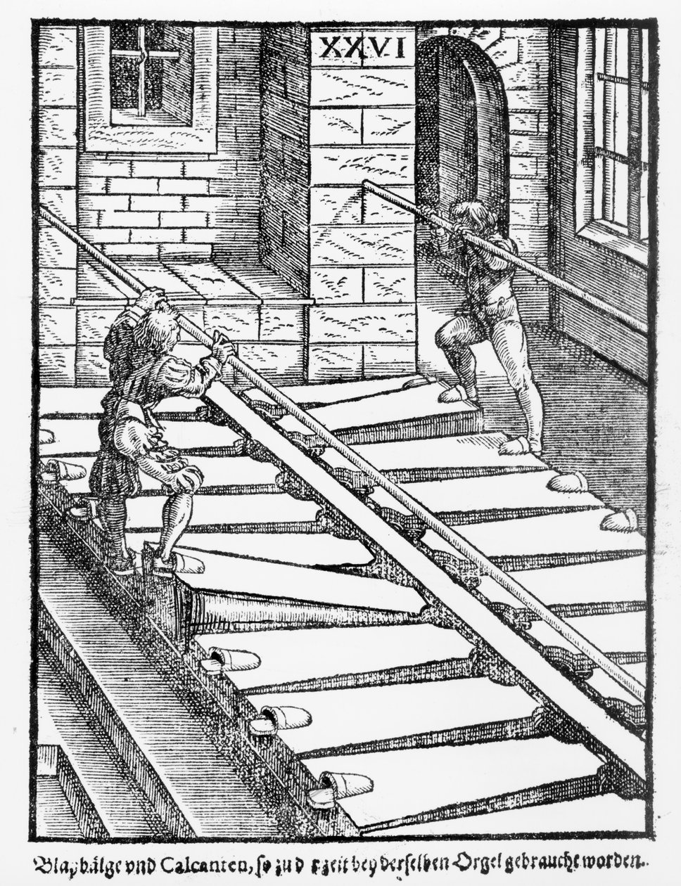Miechy i Dmuchawy Organowe w katedrze w Halberstadt, z Praetorius Syntagma Musicum, wyd. w 1619 autorstwa German School