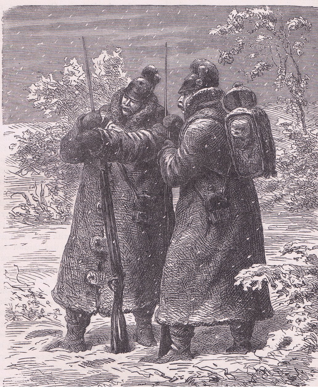 Placówka w śniegu, Cassells History of the War between France and Germany wydana przez Cassell and Company Limited, c.1890 (lito) autorstwa German School