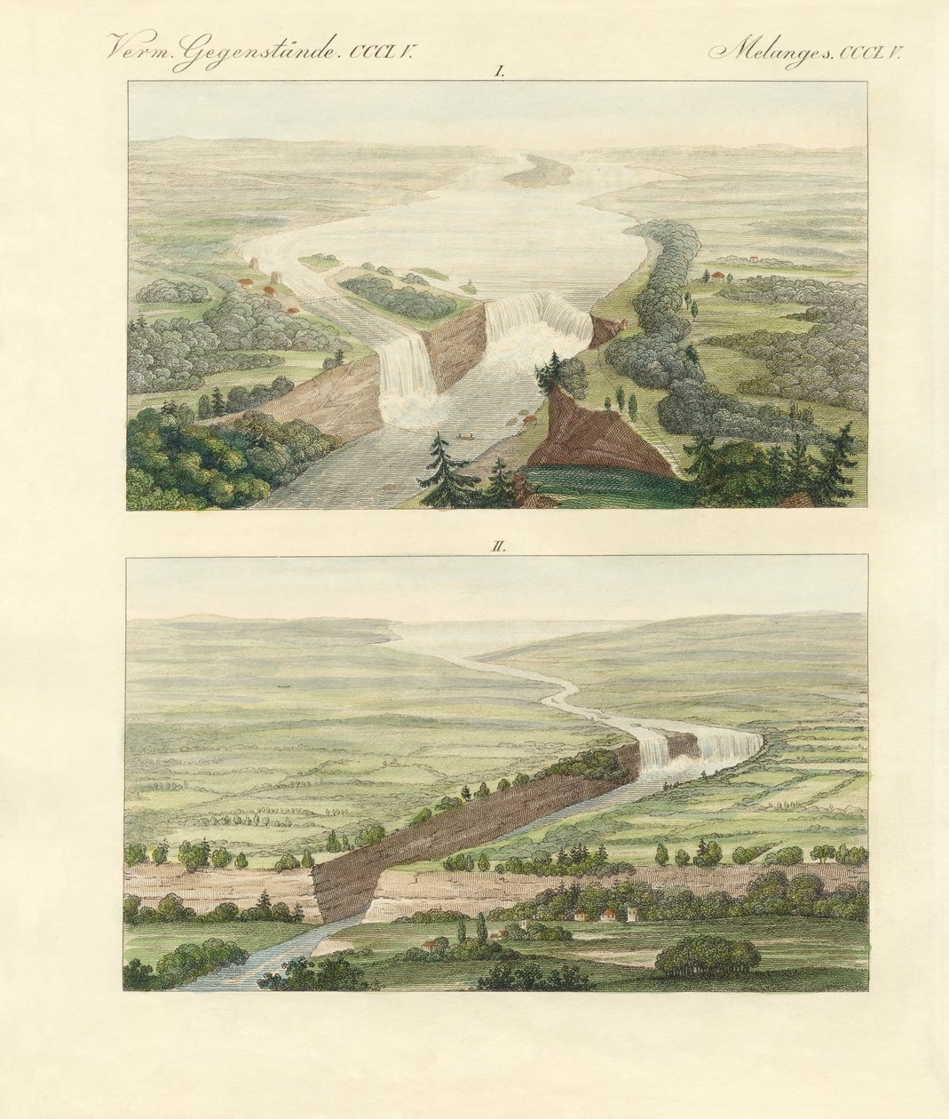 Nad wodospadem Niagara i jego otoczeniem (kolorowy grawerunek) autorstwa German School