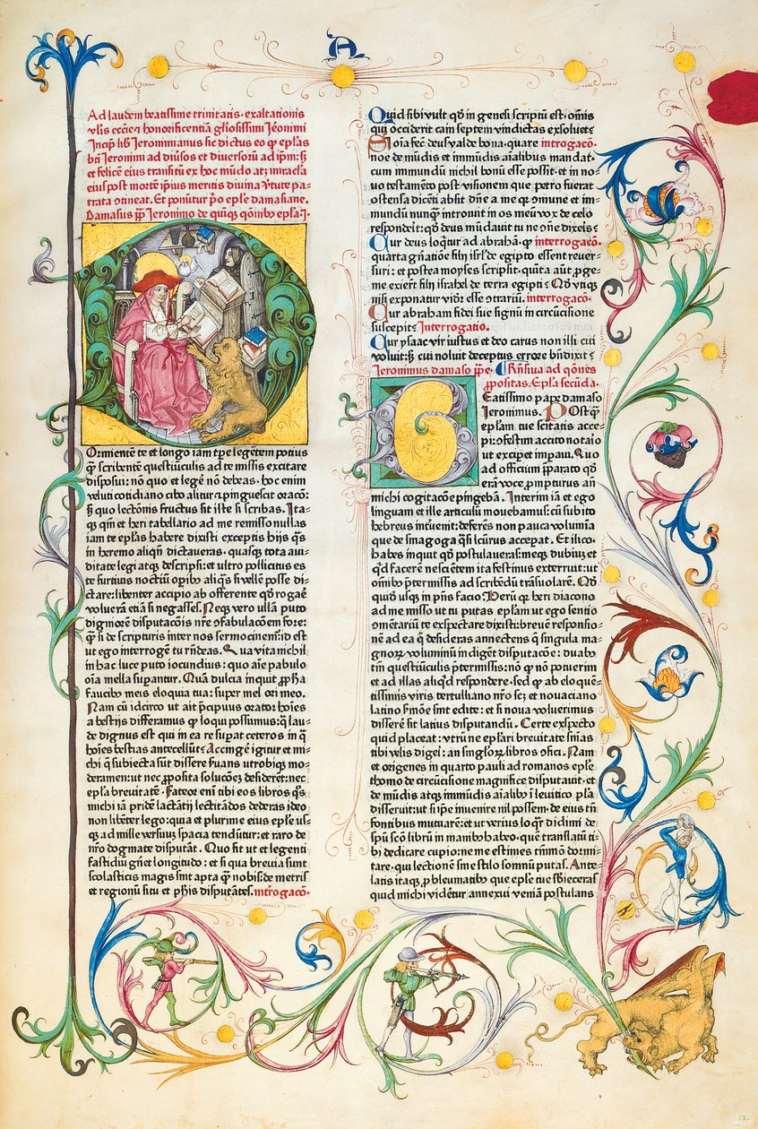 Strona z Epistolae Hieronymus, listów i traktatów św. Hieronima, pod redakcją Adrianusa Brielisa autorstwa German School