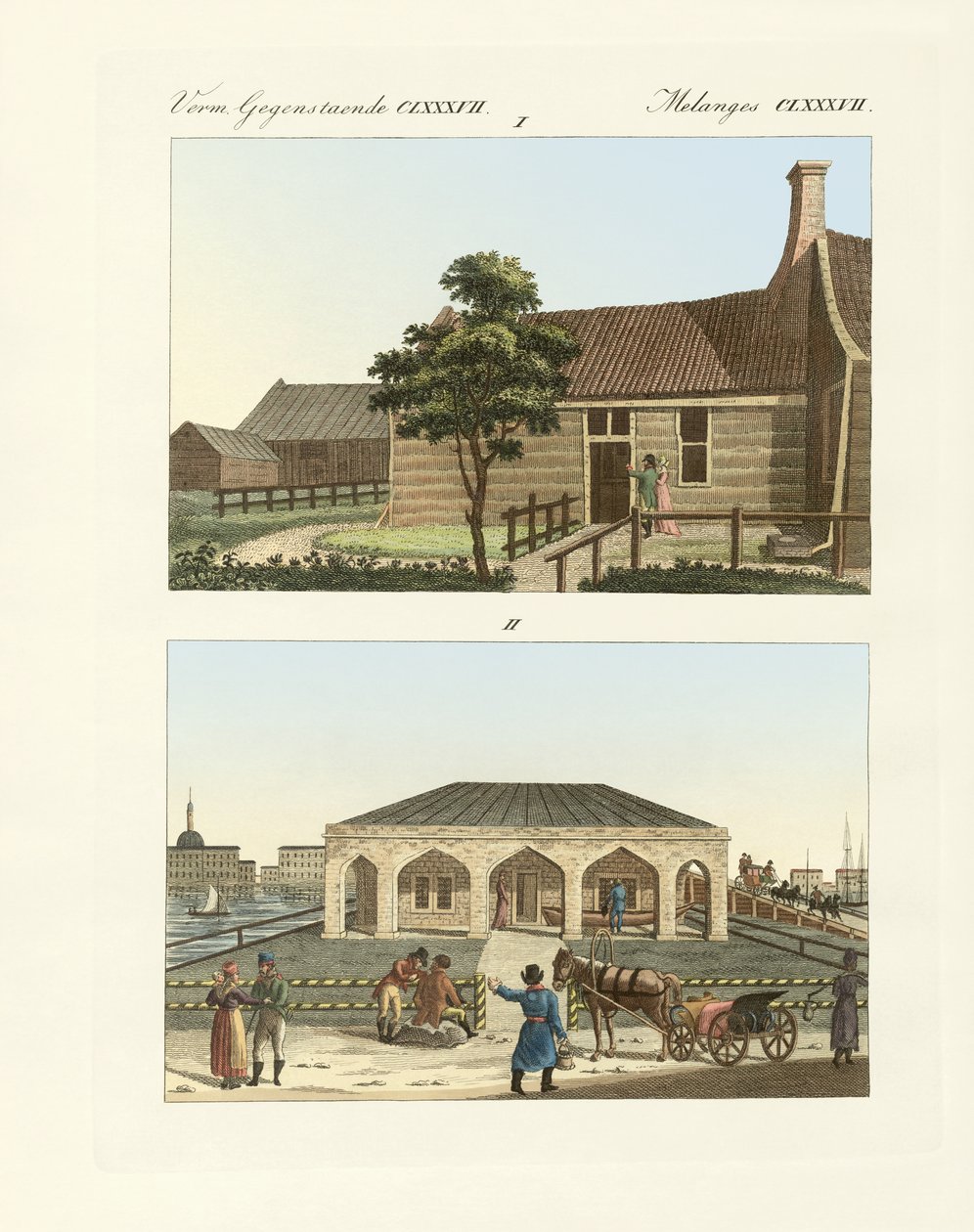 Piotr Wielki jako stolarz (kolorowy grawerunek) autorstwa German School