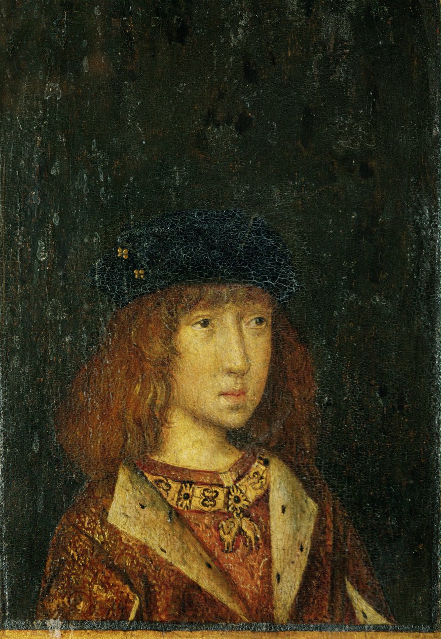 Philipp der Schoene, król Hiszpanii, lat 16 ... (obraz na drewnie) autorstwa German School