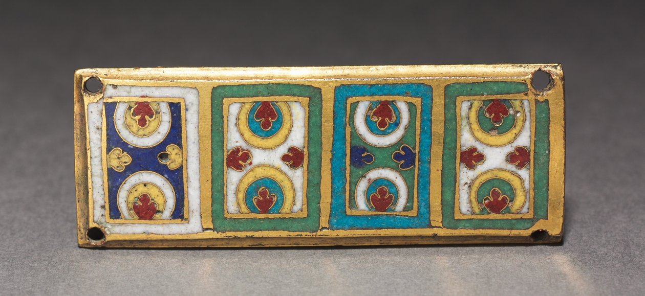 Tablica z relikwiarza, ok. 1170 (pozłacana miedź, emalia champlevé i cloisonné) autorstwa German School