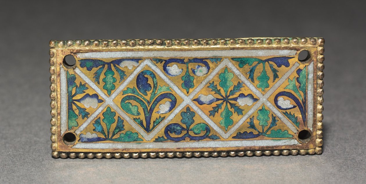 Tablica z relikwiarza, ok. 1170 (pozłacana miedź, emalia champlevé i cloisonné) autorstwa German School