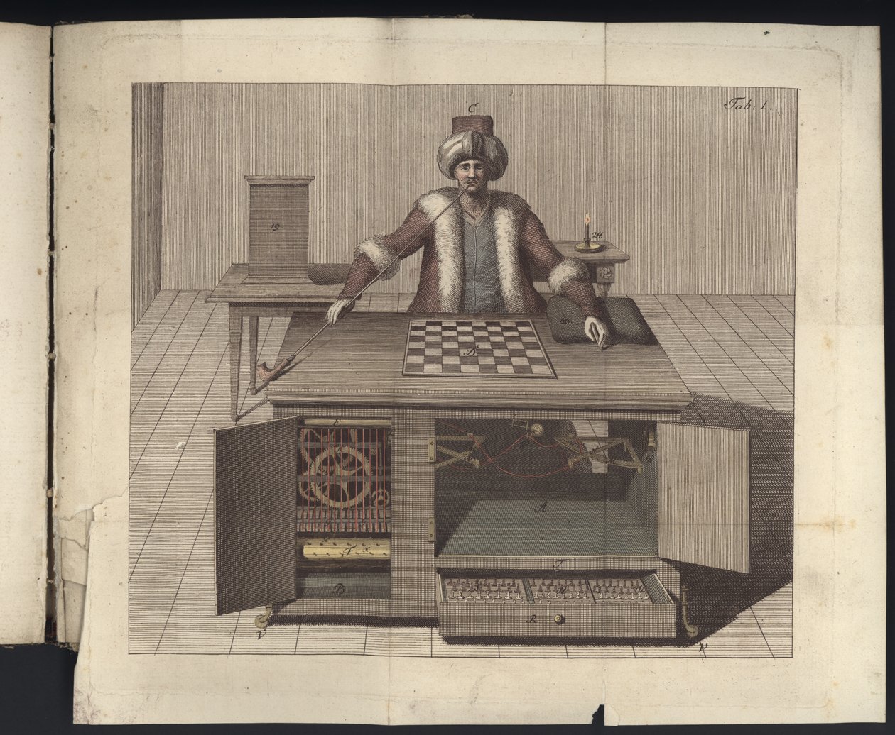 Tablica I z, O szachiście Herr von Kempelena i jego replice, Lipsk i Drezno: Joh Gottl. Broadhead, 1789 autorstwa German School